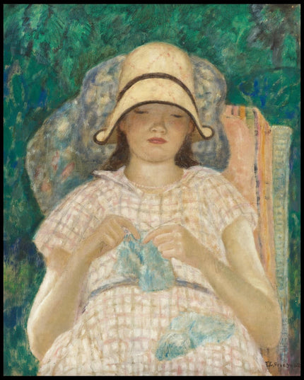 Girl knitting