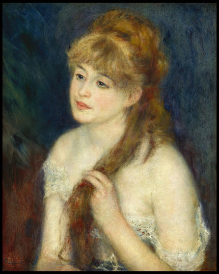 Young Woman Braiding Her Hair